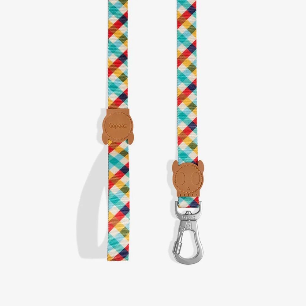 Zee.Dog 4 Ft Dog Leash Colorful Plaid Geometric Pattern Swivel Clip Walking Lead